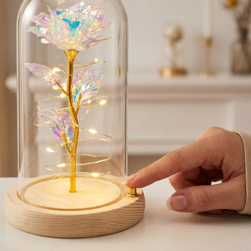 Iridescent petals catch light